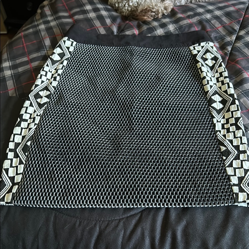 Black and White Embellished Mini Pencil Skirt